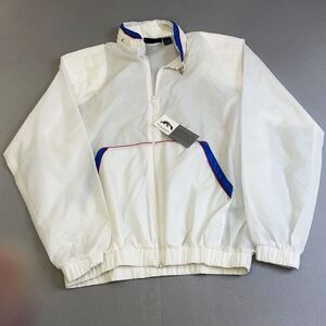 Vtg Silver Fox Sportswear Jacket Mens Large L White Windbreaker Retro Hood 1980s